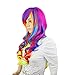 Hosee Women Ladies Multi-color Rainbow Cosplay Party Long Curly Full Wig