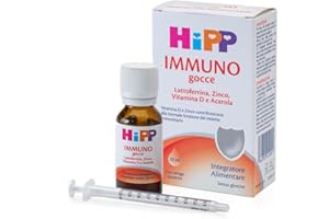 HiPP- HiPP Immuno Gocce, Integratore Alimentare, Difese Immunitarie Bambini, Benessere di Naso e Gola, Lattoferrina, Zinco, Vitamina D, Acerola, Bambini, Sistema immunitario, 20ml