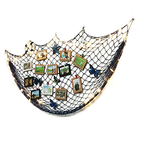 Résine Photo Wall Set / jardin d'enfants chambre couloir décoration murale / porte-photos / 40 clips en bois + 16 crampons (Bleu, 79"*59")