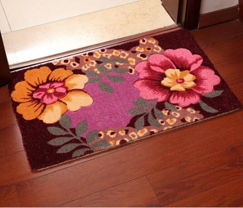 Floor Mat Entrance Mat door mat entrance carpet foot mat kitchen toilet absorbent bathroom non-slip mat (60CMx90CM, Powder Leopard Double Flower)