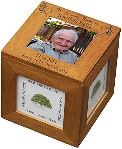 PERSONALISED IN LOVING MEMORY Oak Multi PHOTO Picture CUBE Memorial of for my Mum and &amp; Dad brother sister baby child granddad gran Husband Wife Son Daughter Friend Mother Father Auntie Grandma Grandpa Remembrance Rememberance Loss Memorial Memory Picture Frame Gifts Presents for keepsakes