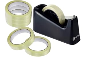 GTSE Tape Dispenser and 6 Pack of Cellotape Bundle, Heavy Duty Weighted Base, Sellotape Refills and Dispenser