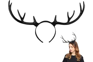 FERCAISH Reindeer Antler Headband, Black Deer Horn Elk Headband Headpiece for Christmas Party, Large Antler Ears Hairband