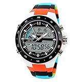 Skmei Herren Dual Zifferblatt Timezone Digital Analog Sport Armbanduhr 96 ft Wasser beständig Armbanduhr – Multicolor