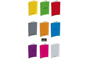 BLUMIE SHOP Lot de 9 Cahiers 24 x 32-96 Pages - Couverture Polypro - Grands Carreaux Seyes Couleurs Assorties + 1 Index Ahésif Blumie