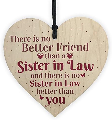 RED OCEAN Handmade Sister In Law Wooden Heart Shabby Chic Thank You Gifts For Her Friendship Sign
