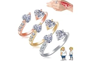 DHLIIQQ Kanni Chalcedony Ioni Ring,Ionix Therapy Quartz Crystal Ring for Weight Loss,Double Hearts Open Adjustable Ring,Lymph Drainage Magnetic Therapy Ring for Women