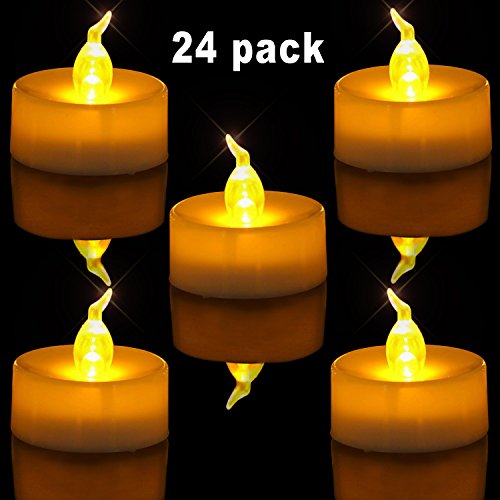 Homemory 24 led flammenlose kerzen, 3.8cm elektrische flackernde batteriebetriebene teelichter, led votivkerzen gelb [Energieklasse A++]…