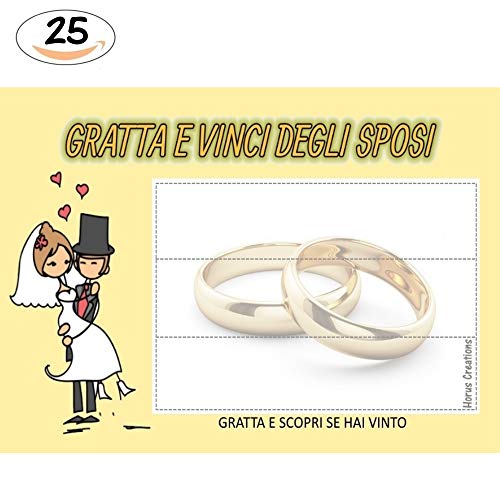 Gratta E Vinci Matrimonio Horus Creations 25 Gratta E Vinci Da Personalizzare - Consegnalo Ai Tuoi Ospiti - Rendi Divertente E Originale Il Tuo Matrimonio - Gratta E Vinci Degli Sposi(Giallo Canarino)