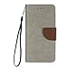 Price comparison product image Lonchee iPhone 7 Plus (5,5 zoll) Case Cover, Hit color design PU Leather Wallet Stand Flip Case Cover Detachable Hand Strap for iPhone 7 Plus (5,5 zoll) - Gray / brown