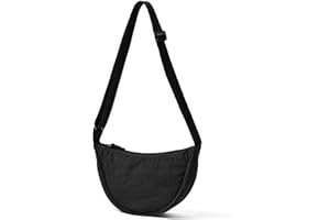 ANYWN Borsa a tracolla da donna a mezza luna, borsa a spalla, dallo stile casual, in tinta unita, con tracolla regolabile