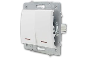 KANLUX Interrupteur Encastrable Double avec Voyant Lumineux LED LOGI Blanc