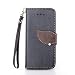 Produktbild iPhone SE 5 5S Lederoptik PU Leder Hülle (Frei 2 in 1 Ball Touch Pen) CaseHome Nature Blatt Etui Magnetverschluss Stil PU-Leder Brieftasche [Standfunktion] Deckel Klapptasche Schale Flip Foliant Schützende Haut Hüllen Mit Wallet Kartenfach Magnetverschluss Standfunktion Handytasche Taljereep Lanyard Strap Tragen Folio Tasche Schutzhülle(Schwarz Color)