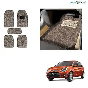 Allure Auto Customisable Non Slip Ridged Heavy Duty PVC Anti Slip, Anti Skid Noodle Floor Mat for Ford Figo (Beige Brown) 12mm, 5-Piece Full Set