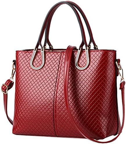 Vusum Women's PU Leather Handbag Zipper Hobo Messenger Toe Shoulder Bag Wine Red