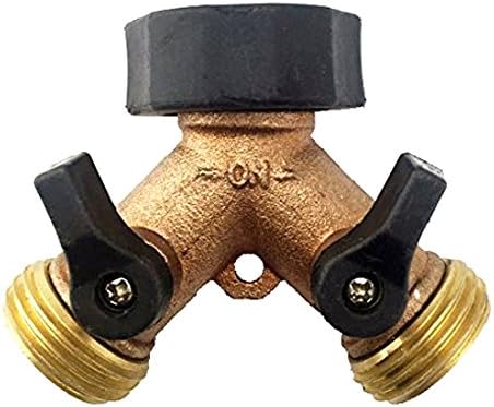 A1001 Heavy Duty Brass Y 2 Way Garden Hose Connector Brass 2-Way Splitter 10 Hose Washers (Overmold 1PK)