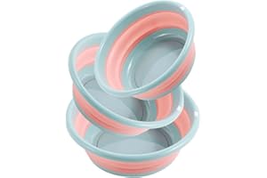 AMZDINGFENG Tina Plegable para Platos Lavabo Portátil, Tina de plástico de Ahorro de Epacio de Color Rosa y Azul-L