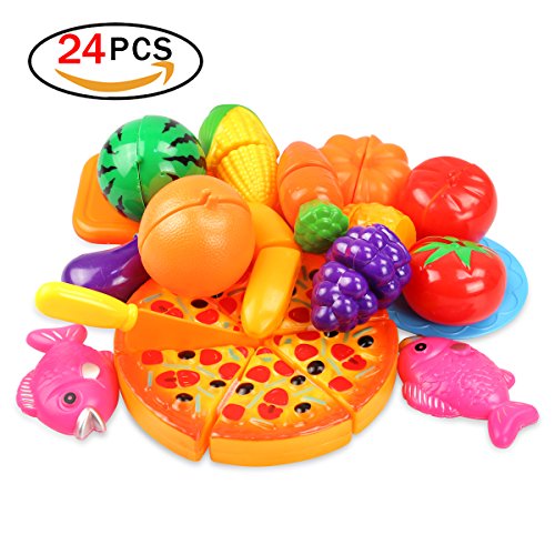Kitchen Toy Fruit Vegetables Cutting Pretend Play Kit For Kid Preschool Education (24 Sets)