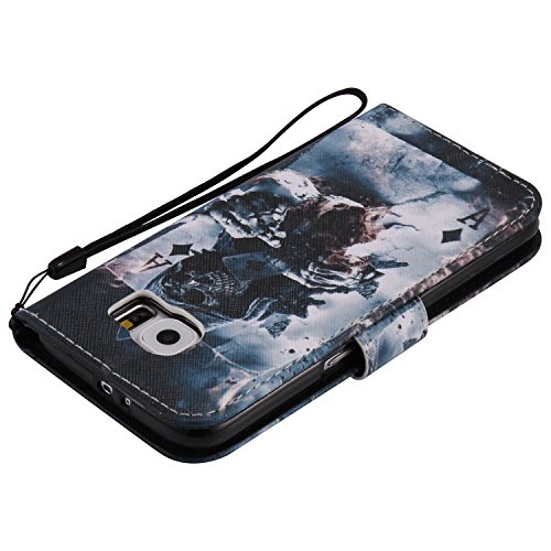 Feeltech Samsung Galaxy S6 Hülle PU-Leder und Brieftasche Bunte Muster Fall mit Magnetverschluss, Hybrid-Kickstand mit Stand-Funktion, schlagen Sie schützende weiche TPU Stoßstangenabdeckung und Kreditkartenhalter für Samsung Galaxy S6 Handgelenk Bügel-Buch-Art-Geldbeutel-Tasche mit 2 In 1 Berühren Sie Stift – Schürhaken - 7