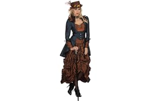 shoperama Steampunk Kleid Braun/Blau Damen-Kostüm Burning Man viktorianisch Industrial Retro-Futurismus hochwertig