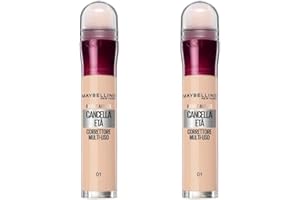 Maybelline New York Correttore Multi-Uso, Idratante e con Coprenza Modulabile, Imperfezioni e Occhiaie Coperte, Con Bacche di Goji e Haloxyl, Cancella Età, Tonalità: 01 Light, Bipacco