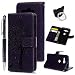 Produktbild idlehour Sony Xperia XZ2 Compact Handyhülle Flip Case PU Leder Schutzhülle Bookstyle Ständer Kartensätze Handytasche with Touchstift Stylus und Ringschnalle,Lila Baum