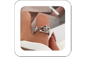 Inilbran Anello Boho Simpatico per Gatti, Anello Aperto per Gatti, Argento, Unica Taglia, Gioielli