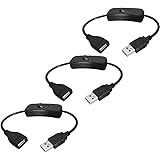 Greluma 3 Stk USB-Kabel von Stecker zu Buchse mit Ein/Aus-Schalter, USB-Verlängerungs-Inline-Wippschalter für Fahrrekorder, L