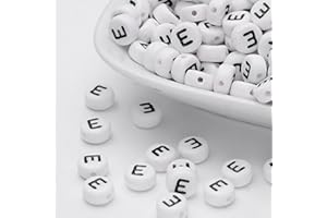Handicraft Emporium | Flat Round Alphabet Acrylic Beads | Approx 50g | E