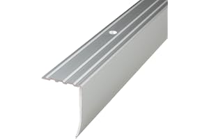 PROVISTON | Treppenkantenprofil | Breite:31 mm | Höhe:43 mm | Länge:1000 mm | Winkelprofil | Metallprofil | Aluminium eloxiert | Silber | Gebohrt | 1 Stück