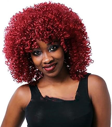 Afro Kinky Curly Short Wigs Brown Blonde Hair Heat Resistant Fiber Synthetic Natural Curly For Black Women African American, 2