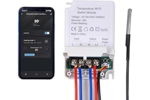 YUEYANG WiFi Termoregolatore Digitale, Wireless Regolatore di Temperatura Termocoppia Termostato con APP per Homebrewing, Caldaia a temperatura costante,Allevamento, Serra, 220V, 20A,Statistiche di potenza
