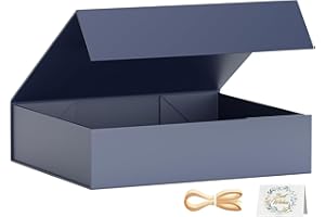 EASCITY Confezione da 1 scatola regalo, 30 x 20 x 7,6 cm, scatole regalo per regali con coperchi, chiusura magnetica, rettangolari, pieghevoli, per proposte di testimone dello sposo, matrimoni, Natale