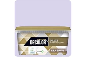 PINTURAS DECOLOR DELUXE Pintura de Interior Monocapa Mate. 4 Litros. Ecológica con Certificado Ecolabel. LILA SUAVE