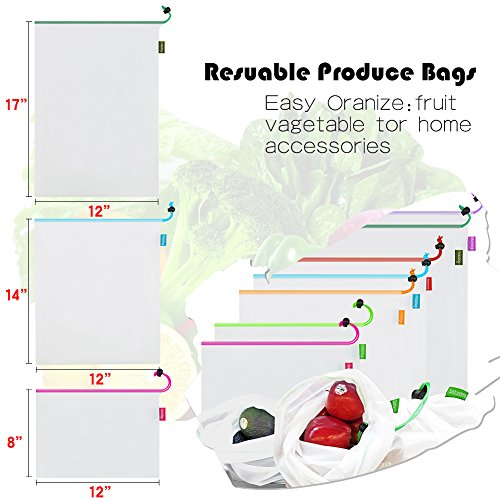 11 Pack Mesh Taschen-Include 7 wiederverwendbare Produce Taschen, 1 Mutter Milchbeutel, 3 Waschmittel Reißverschluss Waschbeutel - 4