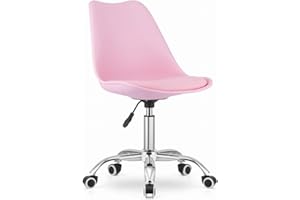 NMK HOME Silla Oficina con Ruedas 360 °- Cadeira Escritorio para Sala de Estudio - Fácil de Montar y Base Cromada