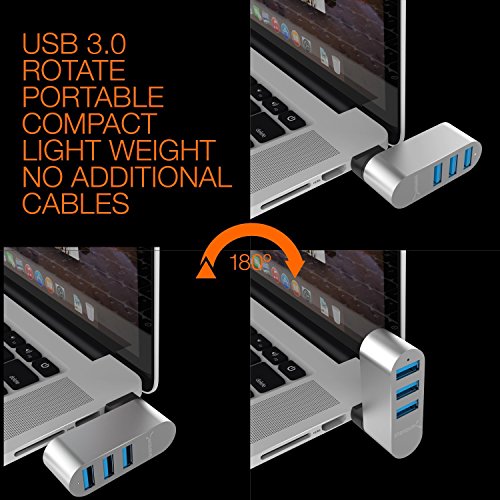 Sabrent USB HUB Premium 3-Port-Aluminium-Mini-USB-3.0 drehbaren Hub [90°/180° Grad drehbar] (HB-R3MC) - 3