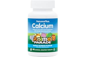 NATURE'S PLUS NaturesPlus Animal Parade Calcium Children’s Chewable - Calcium Supplement for Kids Natural Vanilla Flavour - Vegan, Gluten Free - 90 Chewable Animal Shaped Tablets