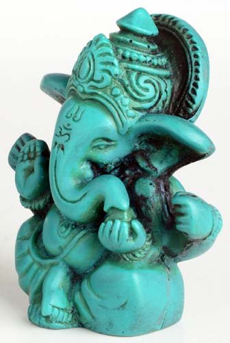 BUDDHAFIGUREN/Billy Held Ganesha Ganapati Ganesh Statue aus Resin 6,5 cm türkis - 2