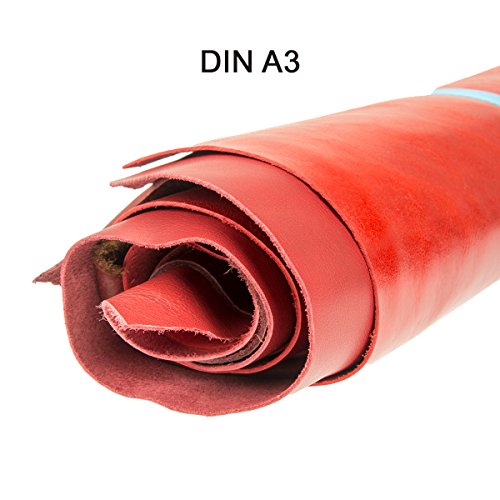 Lederreste Lederstücke extragroß A3 1kg Varianten von roten Farbtönen , alle Stücke mind. DIN A3 groß von Langlauf Schuhbedarf - 3