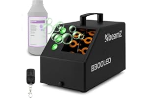 beamz B300LED Pro Bubble Machine with RGB LEDs, Wireless Remote Control & 1L Liquid, Compact DJ Equipment Ideal for Parties, Kids Events, Weddings and Celebrations