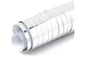 MESOAR 12inch x 60inch Chrome Silver Vinyl Wrap Sticker Mirror Decal Film Metallic Sheet Car DIY Decoration,Self-adhesive Air Bubble Free