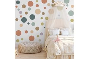 Runtoo Kolorowe naklejki ścienne w kropki, boho, lastryko, nowoczesne, okrągłe, abstrakcyjne, naklejki ścienne do salonu, sypialni dzieci, przedszkola, wystrój domu