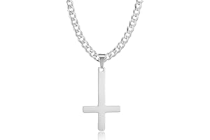 HSWYFCJY Kreuz kette Herren Kreuzkette Silber Gold Schwarz Edelstahl umgekehrtem Anhänger mit Kreuz Halskette für Männer Christliches Kreuz Halskette 20"/24"/28"