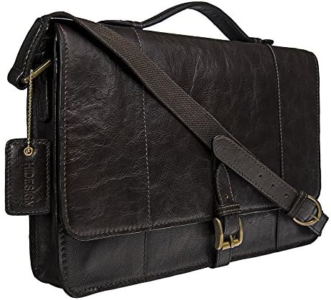 Hidesign Maverick 01 Modern Briefcase Bag - Laptop Bag - Messenger Bag - For Men - Travel Bag - Casual Travel - For Work - With Fixed & Adjustable Cotton Webbing Shoulder Strap