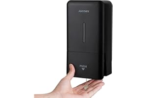 anydry Dispensador de jabón Mural Manual a presión, Capacidad de 800 ml con Ventana Visual, reemplazo Sencillo del jabón, Ideal para hogares y Negocios 1006 Negro