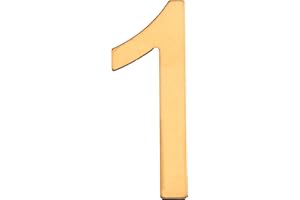 EXTIFF Numéro de boite aux lettres, Chiffre de rue, Maison en Acier Inoxydable Doré - Adhésif Autocollant fort - 76 mm - 1 - Un