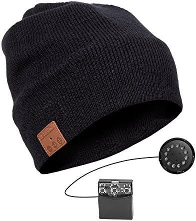 Zibaar Latest Bluetooth Hat V4.2 Bluetooth Beanie Hat with Wireless Stereo Headphones and Mic Wireless Beanie Hat Hands Free Talking Plain Knitting Black