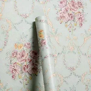 Wollzo Floral Bedroom Self Adhesive Wallpaper (Multicolour, 45 x 500 cm)