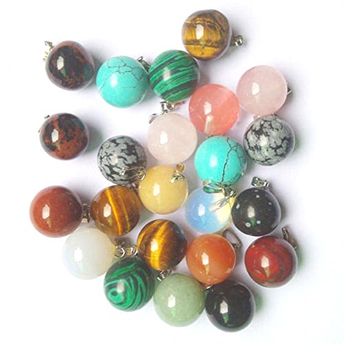 MAGIC SHOW wholesale Jewelry Making kit Fashion mixed natural stone 20pcs round ball shape chamrs pendants TO344